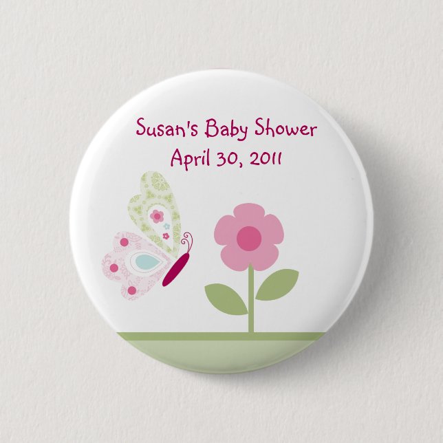 Bella Butterfly Flower Button/Pins 6 Cm Round Badge (Front)