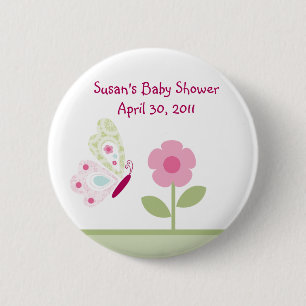 Bella Butterfly Flower Button/Pins 6 Cm Round Badge