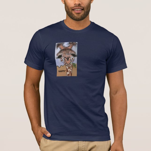 Bella Canvas men's T- shirt Whimsical Giraffe Navy (Front)