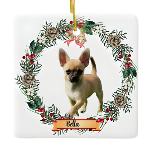 Bella Chihuahua Dog Photo Personalized Ceramic Ornament
