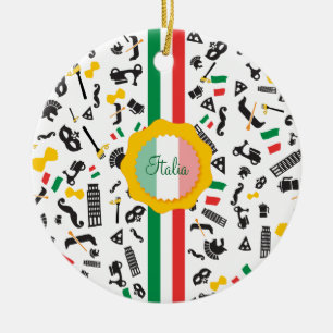 Bella Italia- Italian cultural items with flag Ceramic Ornament