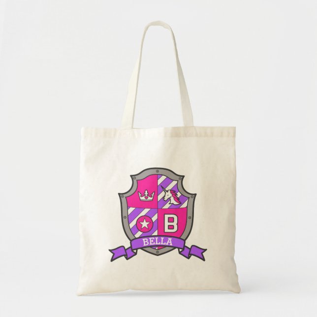 Bella knight shield B name pink purple library Tote Bag (Front)
