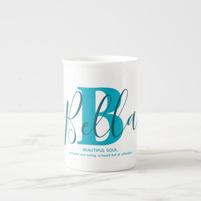 Bella Name Meaning Monogram  Bone China Mug (Front)