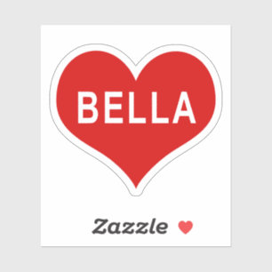 BELLA NAME Red Love Heart Vinyl Sticker