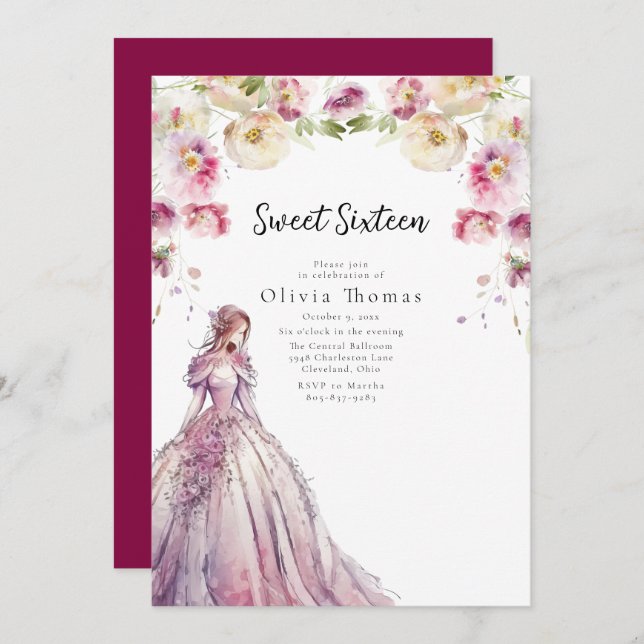 BELLA - Sweet Sixteen Invitation (Front/Back)