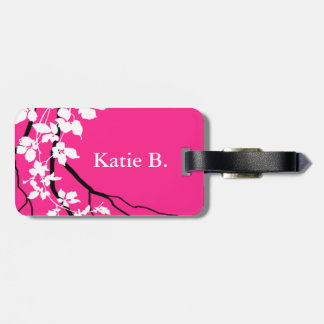 Bella Swirling Vines Cherry Blossom | fuchsia Luggage Tag