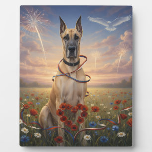 Bella the Great Dane July 4th Patriotic Fireworks Plaque