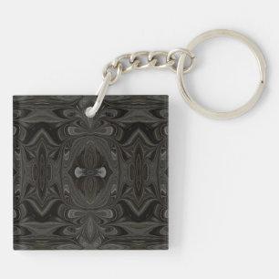 Belladonna Black Abstract Acrylic Fluid Art Key Ring
