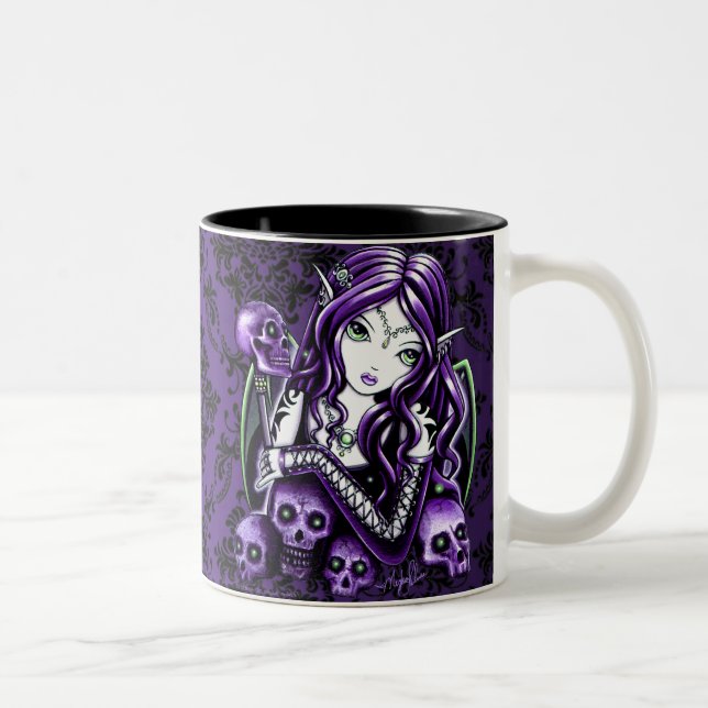 "Belladonna" Gothic Purple Skull Faerie Mug (Right)