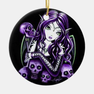"Belladonna" Purple Skull Fairy Ornament