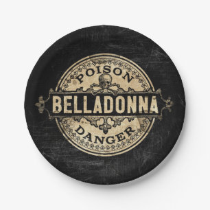 Belladonna Vintage Style Poison Label Paper Plate