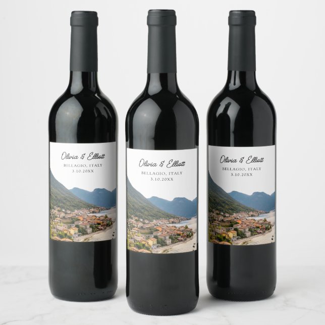 Bellagio Wedding Favour Italy Personalised Wine Label (Bottles)