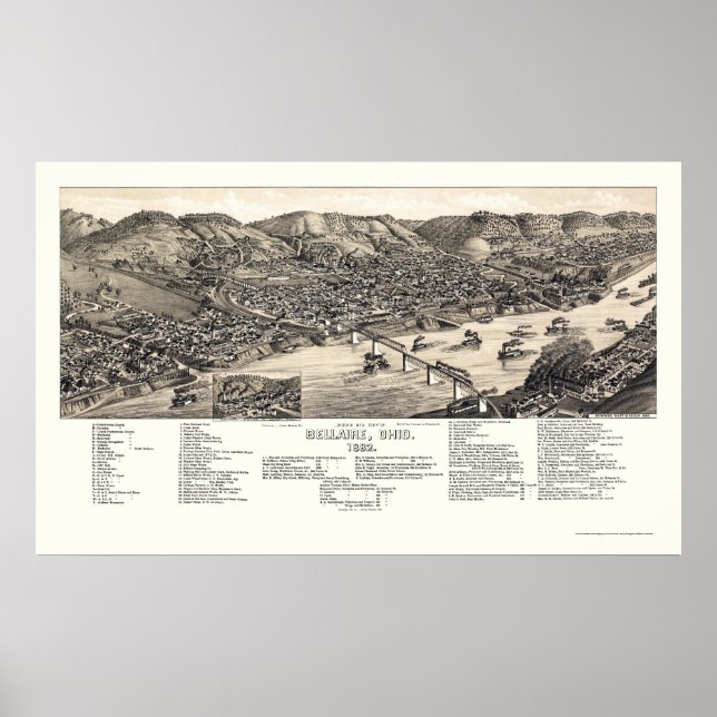 Bellaire, OH Panoramic Map - 1882 Poster (Front)