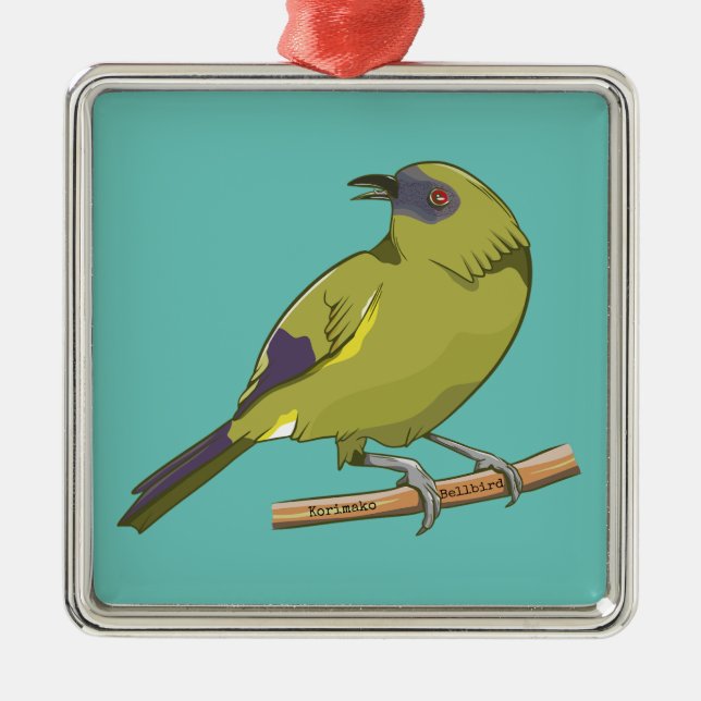 Bellbird Korimako NZ bird Metal Ornament (Front)