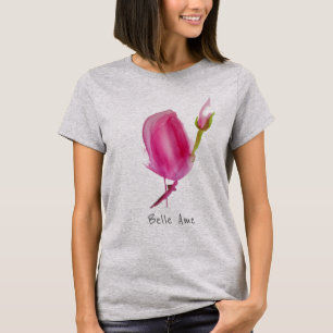 Belle Ame Beautiful slogan with Pink Flower T-Shirt