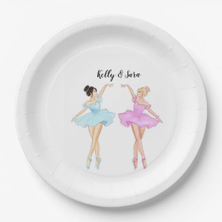 belle dancer, twin girls paper plate