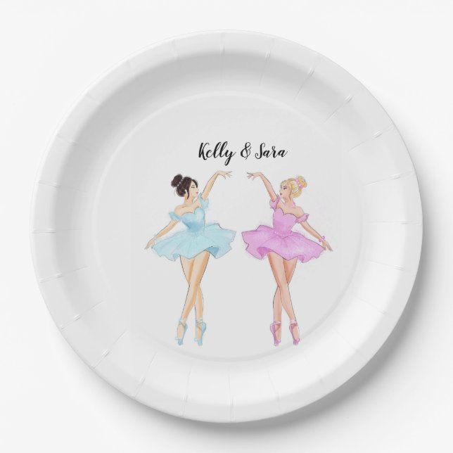 belle dancer, twin girls paper plate (Front)