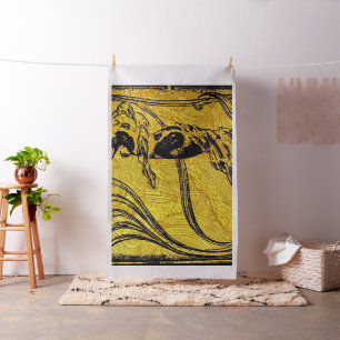 Belle Epoque,Art Nouveau,vintage,gold,black,female Fabric