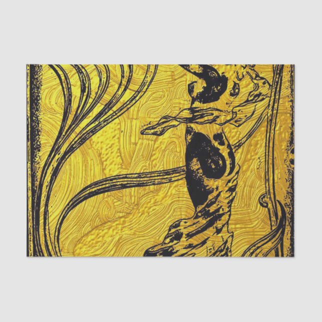 Belle Epoque,Art Nouveau,vintage,gold,black,female Tissue Paper (Front)