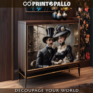 Belle epoque couple in a cafe' de Paris Tissue Paper