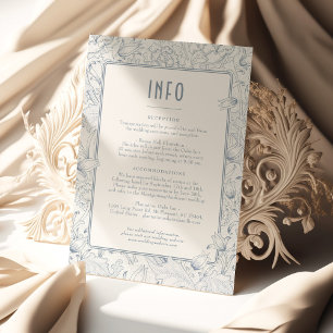 Belle Époque Elegance: Dusty Blue Wedding Details Invitation