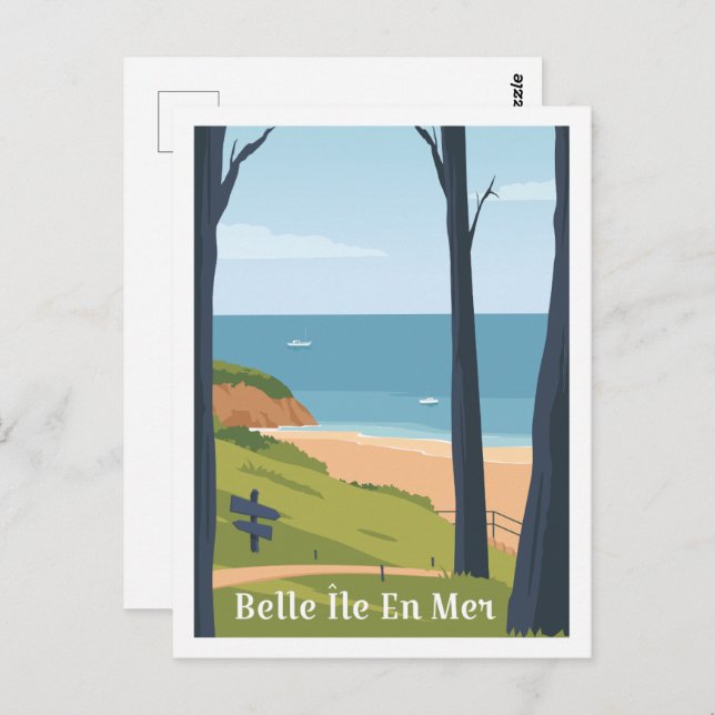 Belle ile en mer France Travel Place Illustration Postcard (Front/Back)
