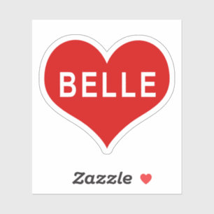 BELLE NAME Red Love Heart Vinyl Sticker