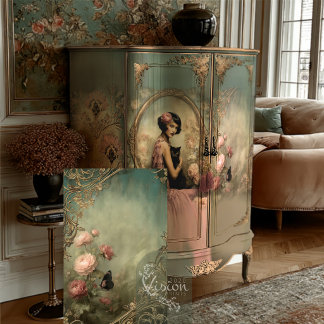 Belle Noir Gold Scroll Pink Rose Butterfly Tissue Paper