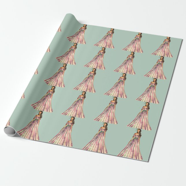 Belle Of The Ball Princess Wrapping Paper (Unrolled)