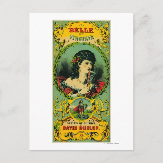 Belle of Virginia Tobacco LabelPetersburg, VA Postcard (Front)