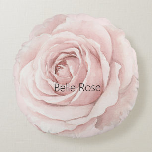 Belle Rose Beautiful Pink Flower Round Cushion