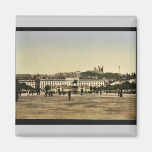 Bellecour Place, Lyons, France vintage Photochrom Magnet