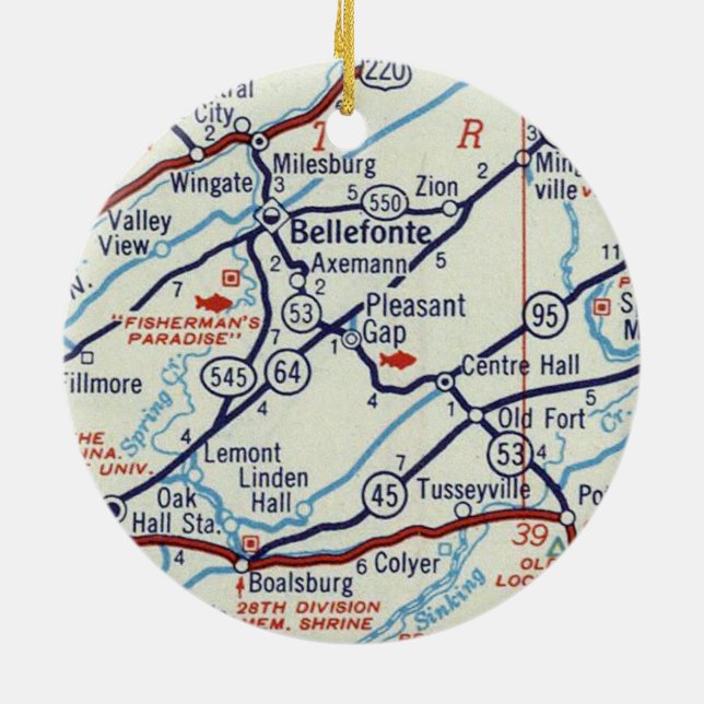 Bellefonte PA Ceramic Ornament (Back)