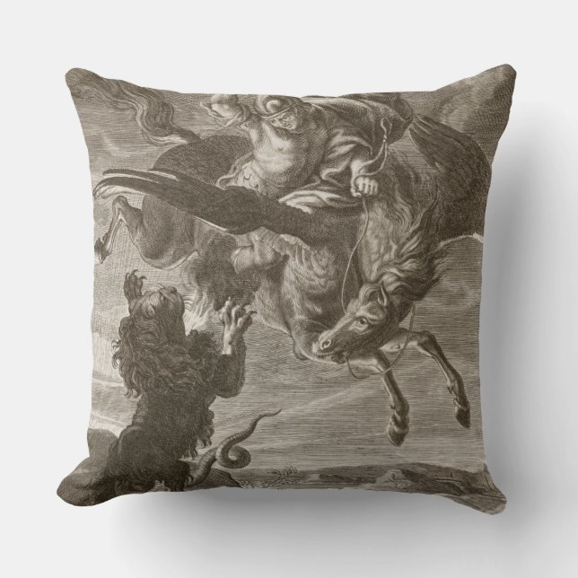 Bellerophon Fights the Chimaera, 1731 (engraving) Cushion (Front)