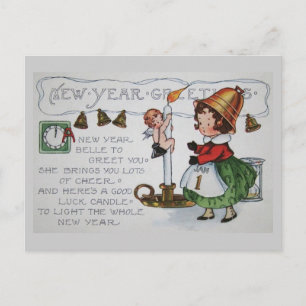 Belle's New Year Greeting Holiday Postcard
