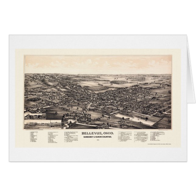 Bellevue, OH Panoramic Map - 1888 (Front Horizontal)