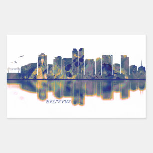 Bellevue Skyline Rectangular Sticker