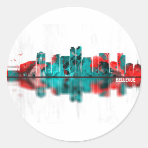 Bellevue Washington Skyline Classic Round Sticker