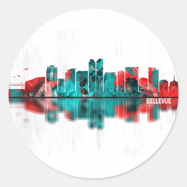 Bellevue Washington Skyline Classic Round Sticker (Front)