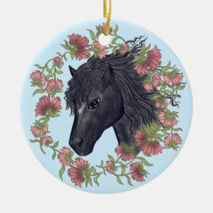 Bellflower Black Horse  Ornament