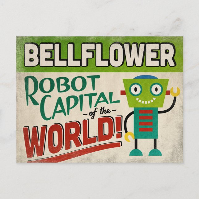 Bellflower California Robot - Funny Vintage Postcard (Front)