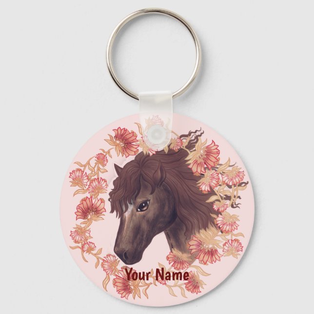 Bellflower Chestnut Horse  Key Ring (Front)