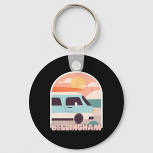 Bellingham Beach Retro Pastel Colors Sun And Surfi Key Ring