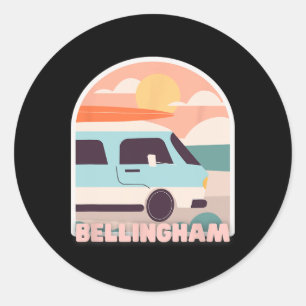 Bellingham Beach Retro Pastel Colours Sun And Surf Classic Round Sticker