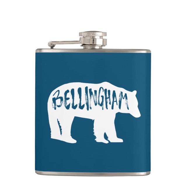 Bellingham Washington Bear Hip Flask (Front)