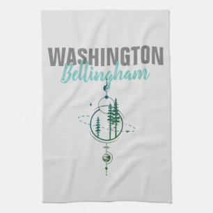 Bellingham Washington Geometric Trees Tea Towel