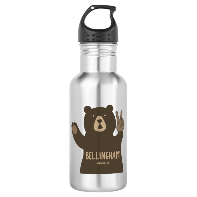 Bellingham Washington Peace Bear 532 Ml Water Bottle (Front)