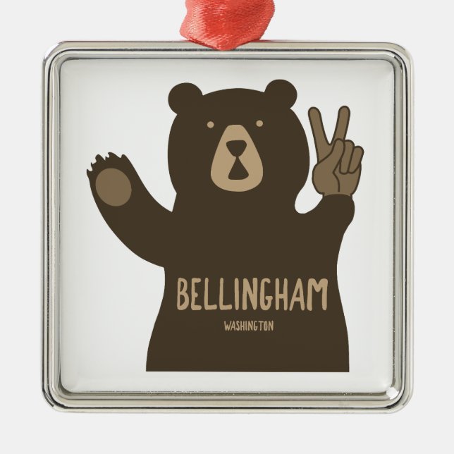 Bellingham Washington Peace Bear Metal Ornament (Front)