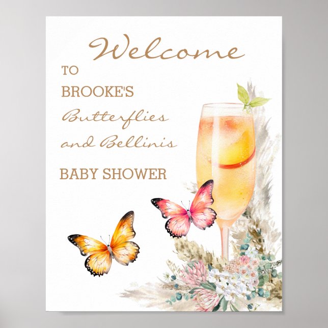 Bellini Butterfly Baby Shower Welcome  Poster (Front)