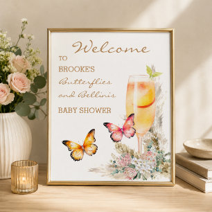 Bellini Butterfly Baby Shower Welcome  Poster